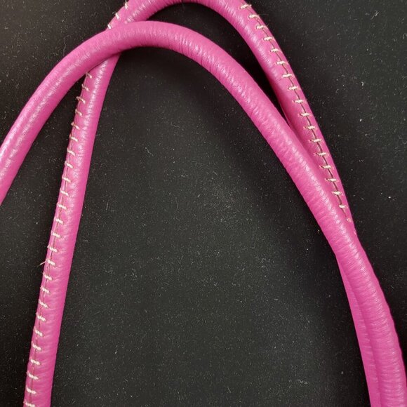 👜 Donald J Pliner Pink Faux Suede Drawstring Shoulder Bag - Picture 7 of 15